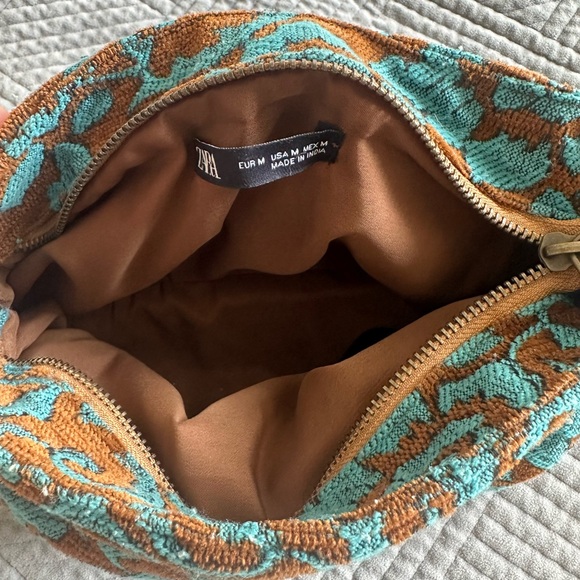 Y2K Boho Zara Woven Velvet Clutch Handbag with Tassel Pull🤎🩵 - Picture 5 of 7